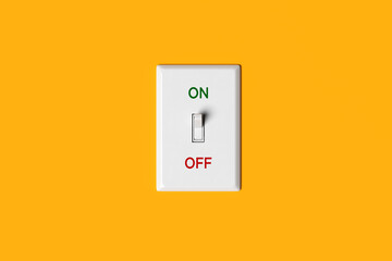 White Switch on Orange Background Showing On and Off State