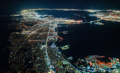 Aerial view of San Francisco Bay in California