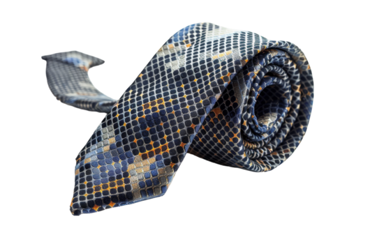 Modern Geometry: Stylish Patterned Tie Isolated On White Background.