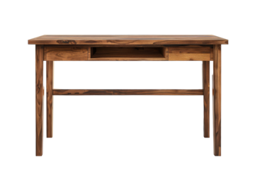 Genuine Wooden Office Table Isolated On White Background.