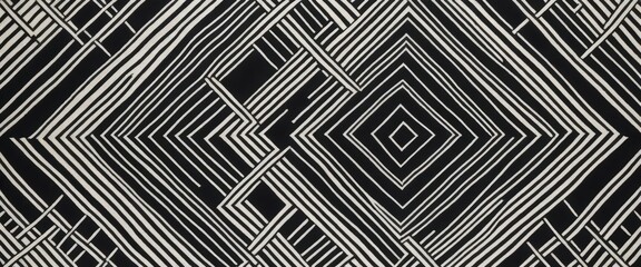 Fototapeta premium A stylish black and white rug featuring intricate geometric patterns, adding a modern touch to any room's decor while enhancing visual interest and texture.