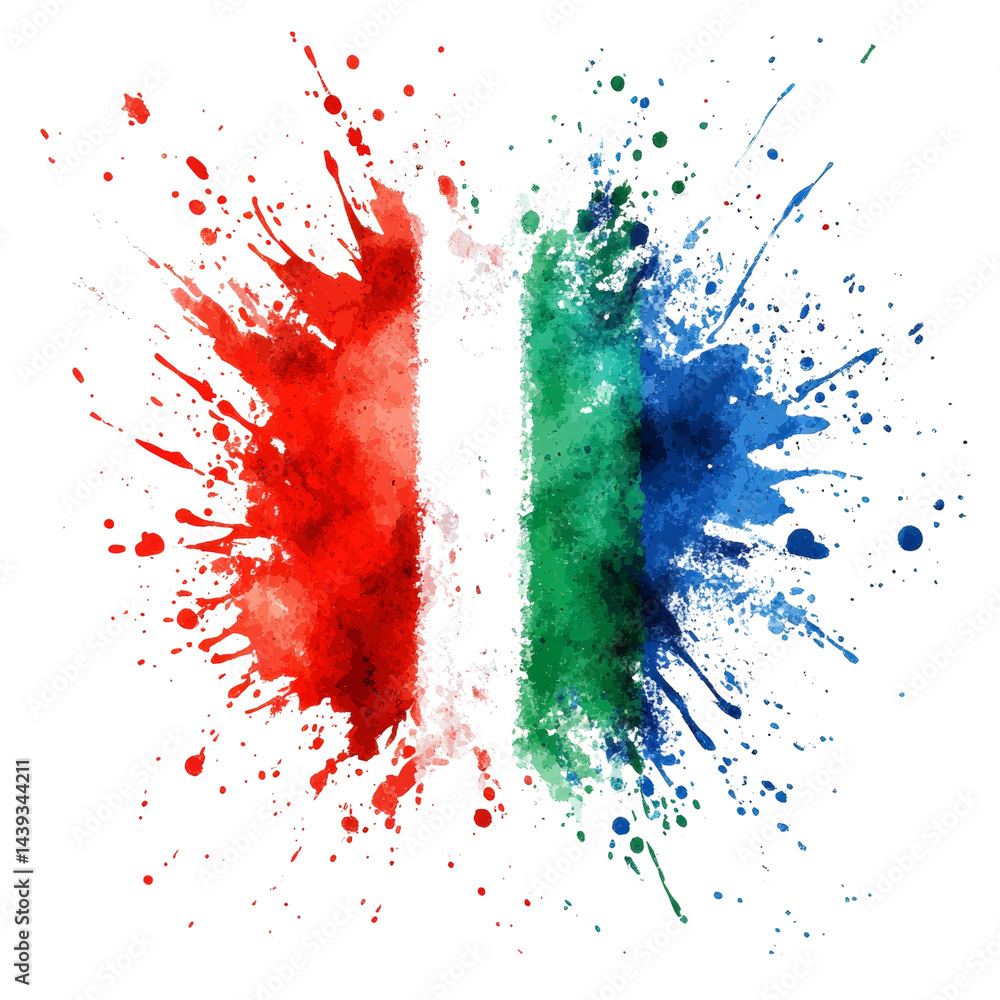 Poster Vibrant splash art with a dynamic display of colorful pigment on transparent canvas