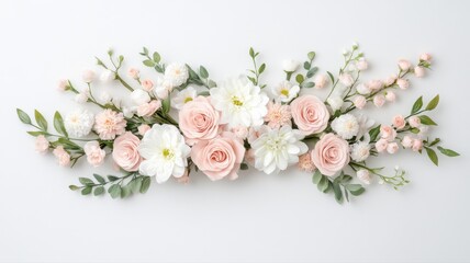 Elegant Floral Arrangement with Roses and Dahlias on White floral arrangement flowers roses dahlias