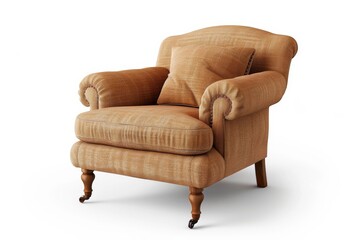 Real Padded Fabric Chair Isolated On White Background.