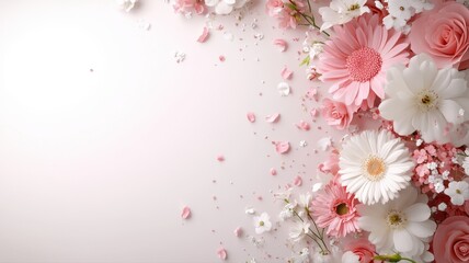 Delicate Floral Arrangement in Soft Pink and White Tones floral arrangement pink flowers roses light