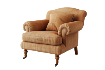 Real Padded Fabric Chair Isolated On White Background.