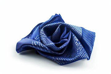 Real Patterned Silk Pocket Square Isolated On White Background.