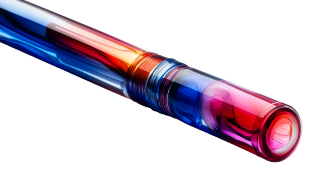 Tube with vibrant color streams, cut out transparent
