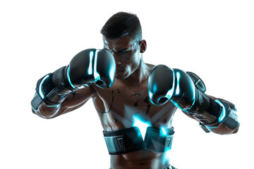 Original Boxing Gear Display Isolated On White Background.