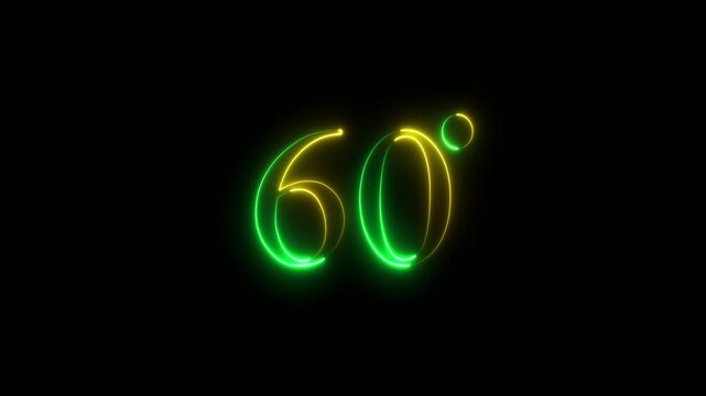 Glowing neon line Washing under 60 degrees celsius icon isolated on black background