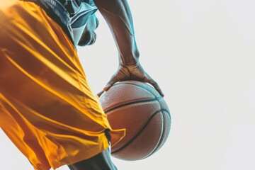 Authentic Basketball Action Shot Isolated On White Background.