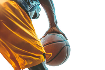 Authentic Basketball Action Shot Isolated On White Background.