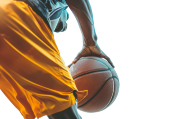 Authentic Basketball Action Shot Isolated On White Background.