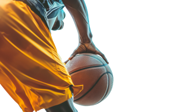 Authentic Basketball Action Shot Isolated On White Background.