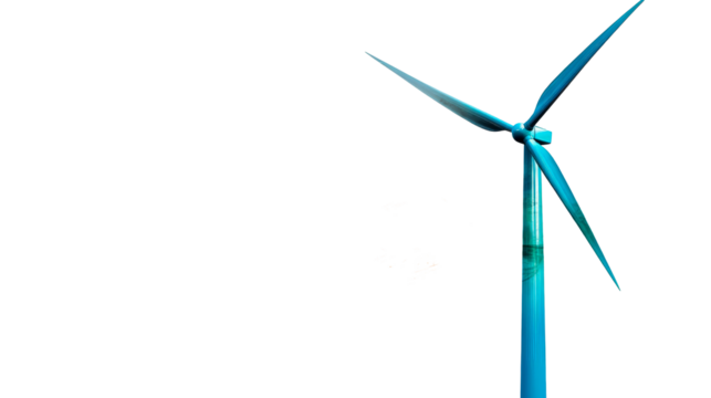 Wind turbine, isolated on black, cut out transparent