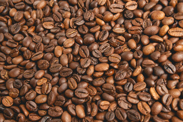 Close-up of freshly roasted coffee beans	
