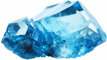 Obraz premium close-up of shiny aquamarine stone against white background.ai 