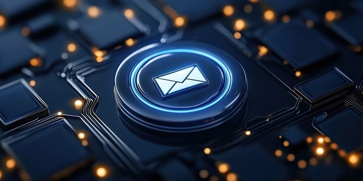 Digital Email Icon on Circuit Board Technology