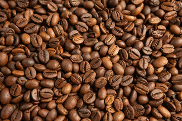 Close-up of freshly roasted coffee beans	
