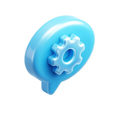 Obraz premium 3D Render of a Blue Speech Bubble with a Gear Icon - Setting and Communication Concept