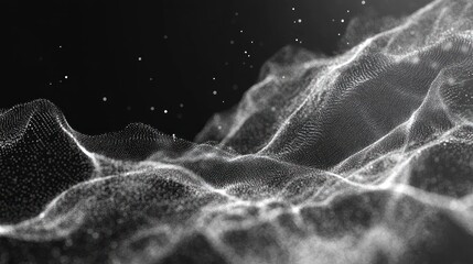 Digital wave, dark background, particles, abstract, tech
