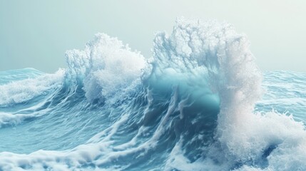 Ocean wave crashing, sea foam, turquoise water, background sky, nature wallpaper