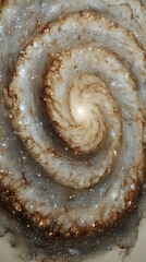 Fototapeta premium A beautiful spiral galaxy swirling with dust and stars is shown in space