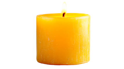 Burning Yellow Candle on Dark, cut out transparent