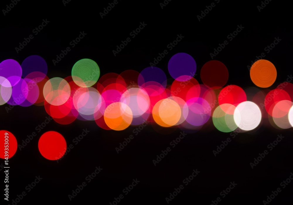 Poster abstract blurred colorful bokeh lights on a dark background create festive mood