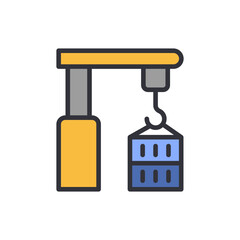 Crane colored icons, minimalist vector illustration ,simple transparent graphic element .Isolated on white background