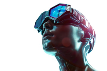 Real Swimmer with Advanced Cap and Goggles Isolated On White Background.