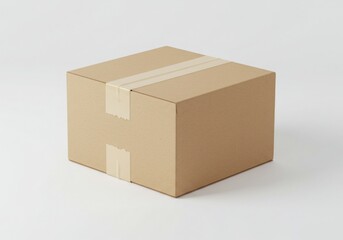 Cardboard box with tape for shipping and moving isolated on white background