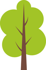 Flat trees set. Christmas trees, pines, spruces, conifers and deciduous trees. Flat forest tree nature plant
