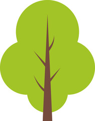 Flat trees set. Christmas trees, pines, spruces, conifers and deciduous trees. Flat forest tree nature plant