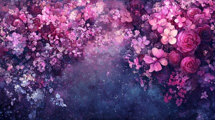 Vibrant Floral Background with Shades of Pink and Purple in an Ethereal and Dreamy Setting for Various Creative Projects