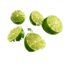 Fresh Lime Halves Splashing in Water - Transparent PNG