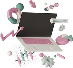 laptop and charts