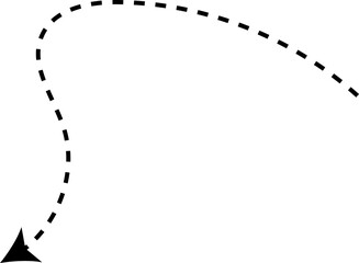 Curve arrow icon. Curved dotted arrow. Zigzag arrow stripes with dotted lines. 