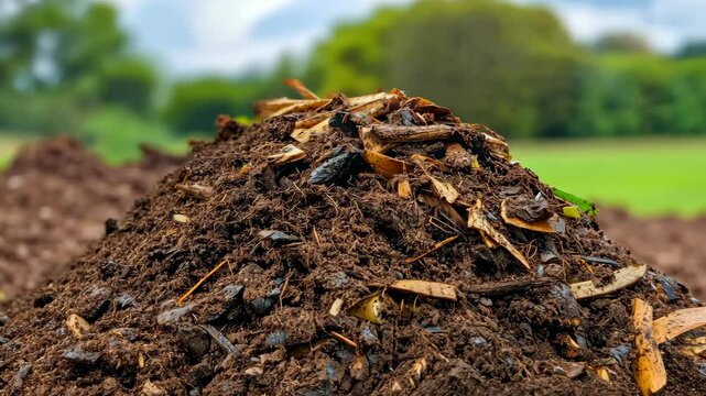 Nurturing Rich Soil with Organic Matter and Wood for Sustainable Gardening and Agriculture in Natures Landscape, Enhancing Earth�s Nutrients for Vibrant Growth