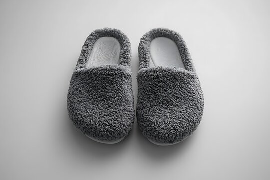 Pair of slippers neatly aligned on white