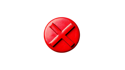 Red cross mark on black background, cut out transparent