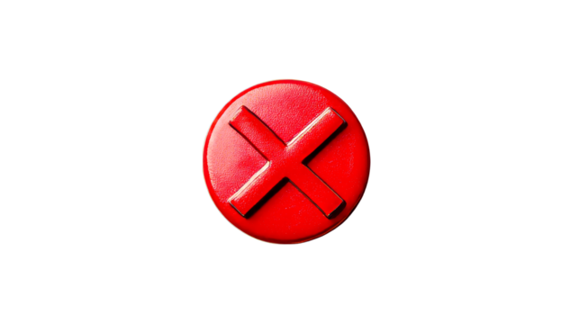 Red cross mark on black background, cut out transparent