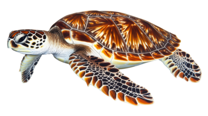 Beautiful Sea Turtle Swimming Gracefully Through the Clear Ocean Water in a Tropical Environment