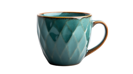 Teal geometric mug, transparent background