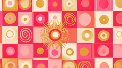 Abstract pink gold circle pattern art background
