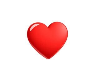 A glossy red 3D heart on a transparent background