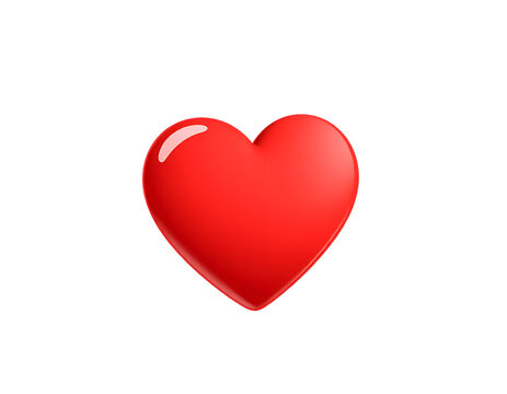 Naklejki A glossy red 3D heart on a transparent background