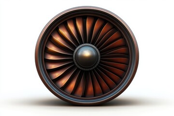 Detailed Close-Up of a Turbine Engine Blades in Metallic Finish
