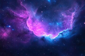 Naklejka premium A vibrant display of cosmic nebulae, filled with swirling hues of purple and blue.