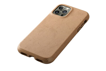 Earth-Conscious Cover: Biodegradable Phone Cases Isolated On White Background.